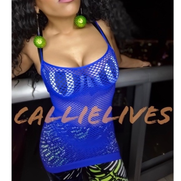 Electric Blue 90s Mesh Layering Cami